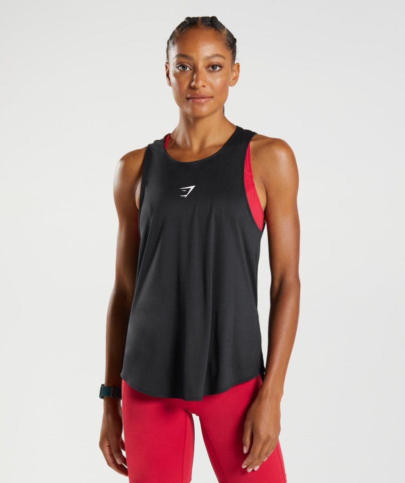 Women's Gymshark Training Brandmark Tanks Black | NZ 0QCMAS